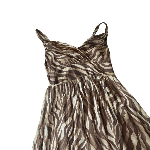 Sunny Leigh Dress, Size small 100% Silk Brown Zebra Print - Picture 4 of 9